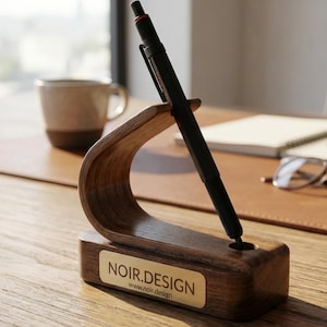 Porte-stylo en bois | Porte-stylo | Organiseur de bureau gravé | Décoration de bureau
