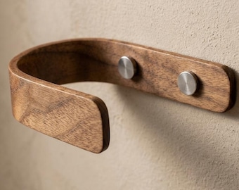 Curtain Holdbacks, Walnut Curtain Tie Backs, Wooden Curtain Hooks, Home Decor, Chrome Fittings