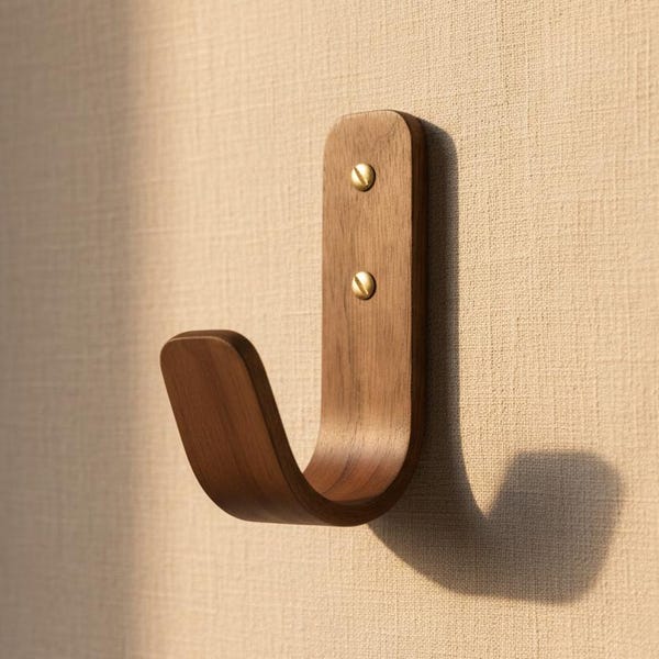 Walnut Coat Hooks Wall Mounted, Wooden Coat Rack, Entryway Hook Rack, Minimalist Clothes Hanger, Door Hooks