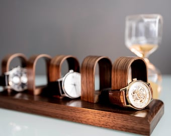 Luxury watch stand holder display  holds 5 watches - Personalised Anniversary Gift For Him Fathers