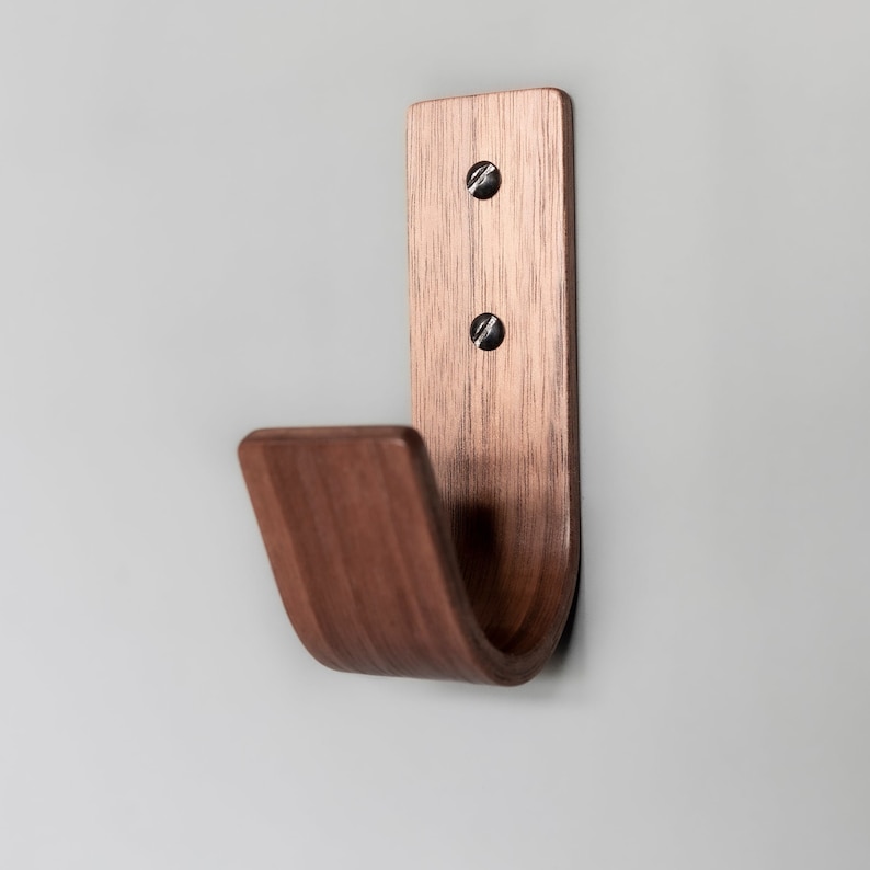 Coat J Coat Hooks Hardwood Wall Hooks Available in Walnut Oak and Ash Walnut - Black