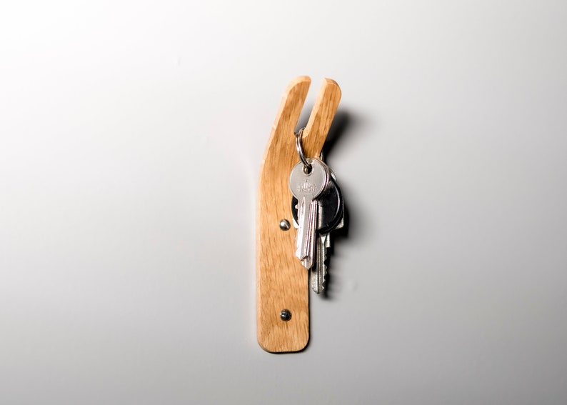 Minimalist Key Wall Hook Storage Multipurpose Oak image 1