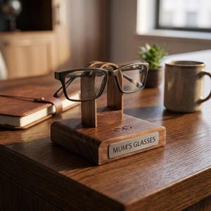 Personalised walnut glasses stand thoughtful birthday gift for him