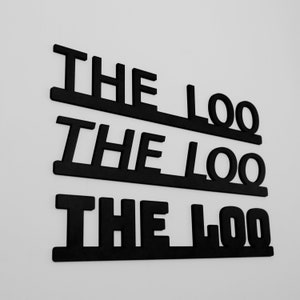 THE LOO Sign Modern Black Nordic Text Word Sign for Hallway and Bathroom Door Topper, Wall Art, Adhesive, Toilet Decor 5.5 x 29.5cm image 6