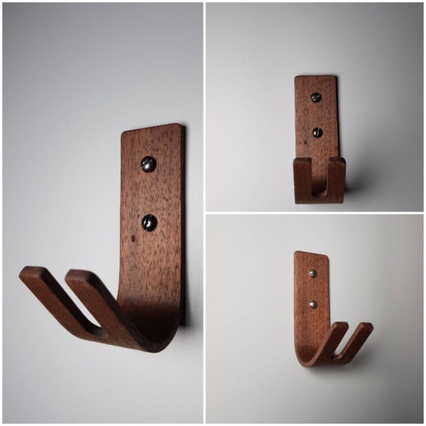 Key Hooks Storage Hooks | Dog leash storage | Multipurpose Entryway Key Mount | Walnut Hardwood