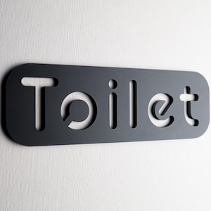 Zwart toiletbord voor deur, badkamer, toilet, bijkeuken, toilet, toiletdeursymboolontwerp