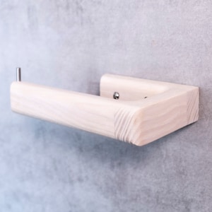 White Toilet Paper Roll Holder Right Hand Made from solid Ash