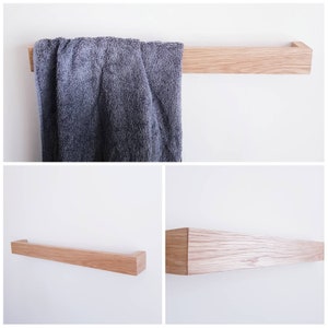 Minimalist Oak Towel Rail Rack Wooden Bathroom Storage Rack Made From Oak Multipurpose