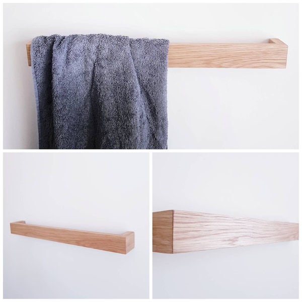 Minimalist Oak Towel Rail Rack Wooden Bathroom Storage Rack Made From Oak Multipurpose
