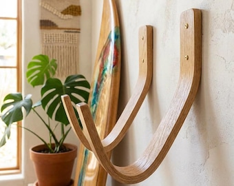 Eiken longboard-muurbeugel – surfplank- en skateboardrek, surfplankdisplay, cadeau voor surfers