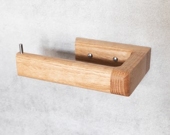 Wooden Oak Toilet Roll Holder Paper Storage Right Side Made From Oak Bathroom Décor