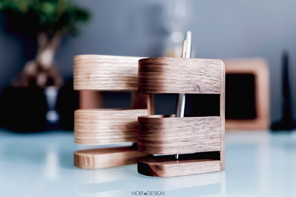 Modern Luxury pen holder storage made from solid Oak Etsy