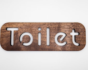 Luxury Walnut Toilet Text Door Sign Bathroom, Men and Women Symbols,  Homes and Businesses, Self-Adhesive,  Elegant, WC/Bathroom Signage