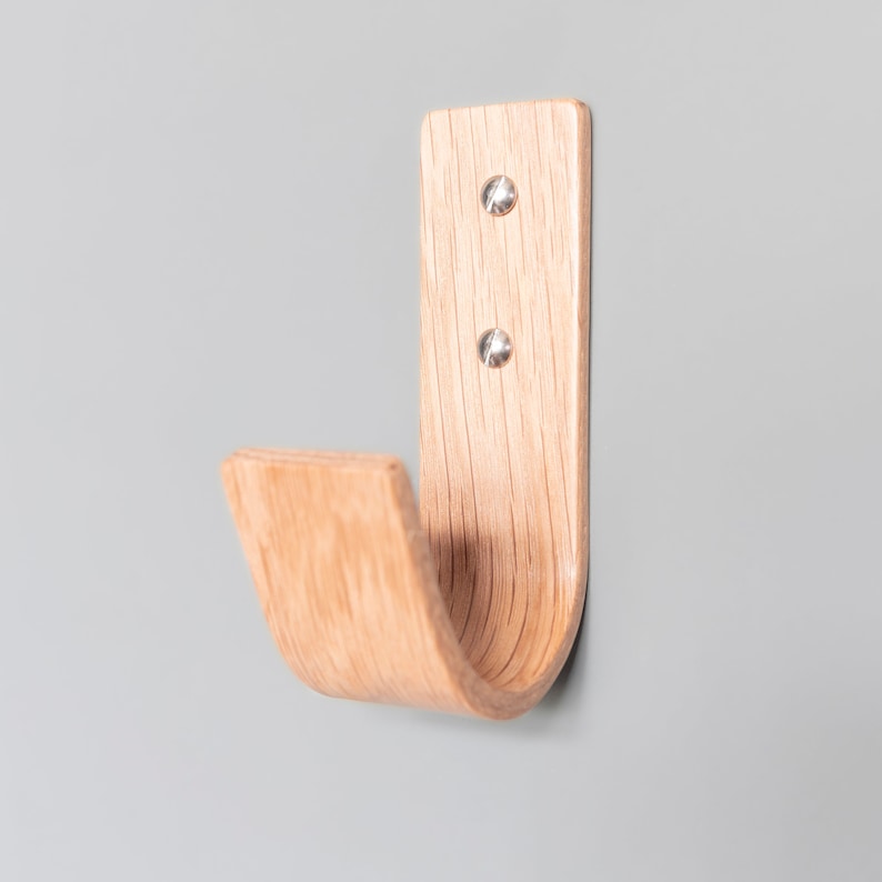 Coat J Coat Hooks Hardwood Wall Hooks Available in Walnut Oak and Ash Oak - Steel