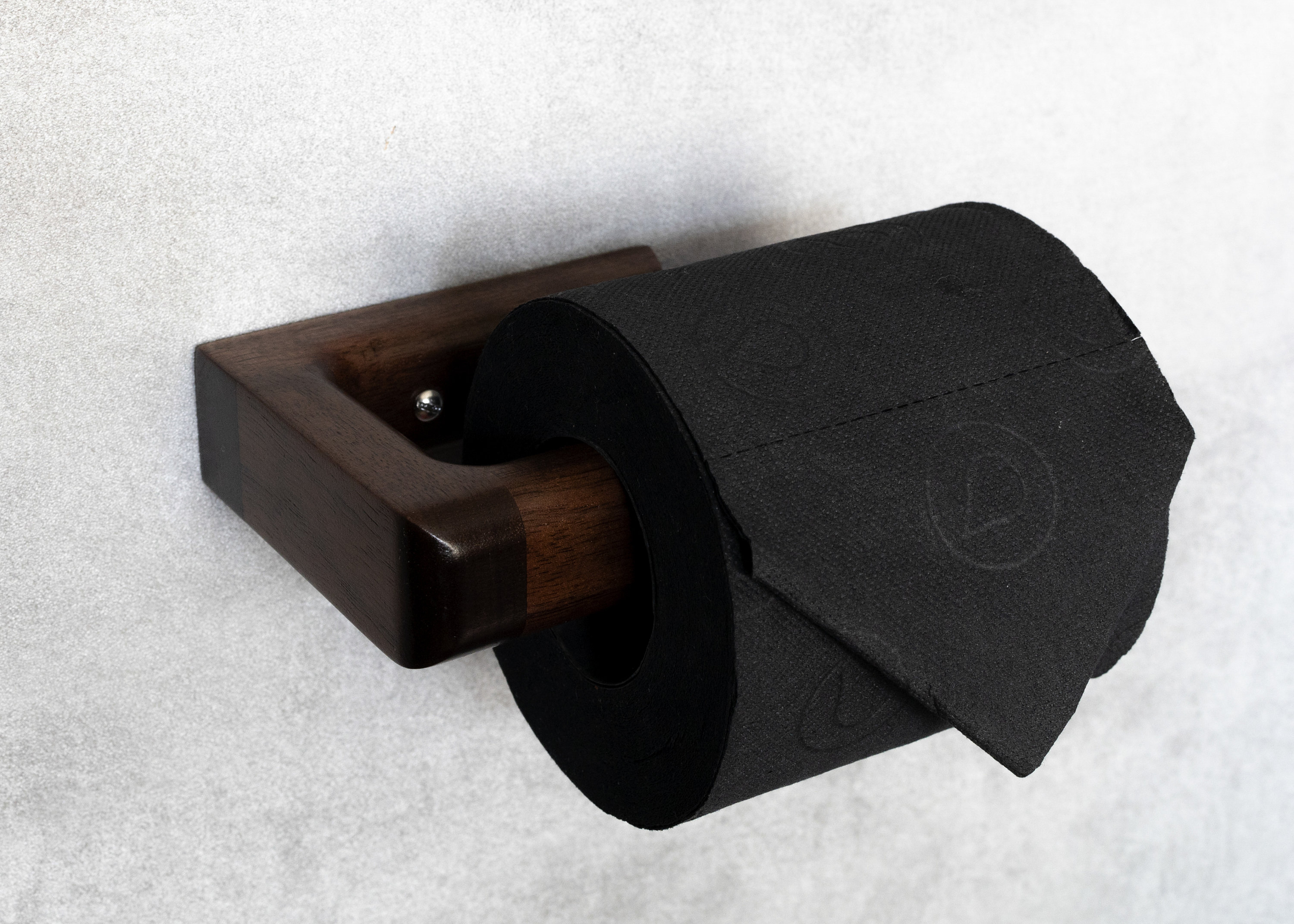 Toilettenpapierhalter Mit Walnussholz-Ablage – Schwarzer Edelstahl, Selbstklebend Oder Wandmontage