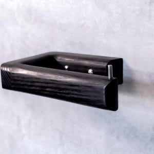 Stylish Black Toilet Roll Holder Loo Roll Holder - Solid Oak - Versatile Bathroom Accessory