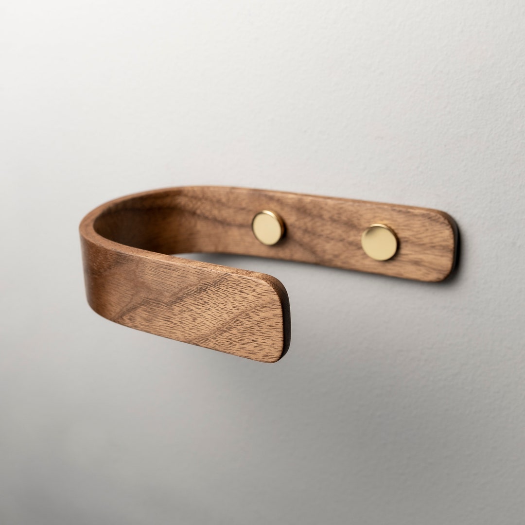 Walnut Curtain Holdbacks Tie Backs Wooden Pull Backs With Modern Brass