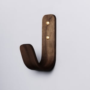 Walnut wooden wall hooks with brass fittings