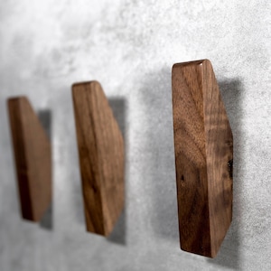Modern Hardwood Wall Hooks: Oak, Walnut, Ash