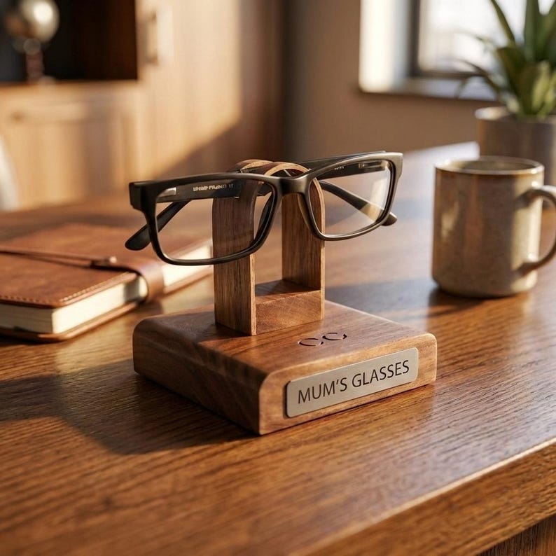 Black walnut glasses holder stylish bedside table organiser