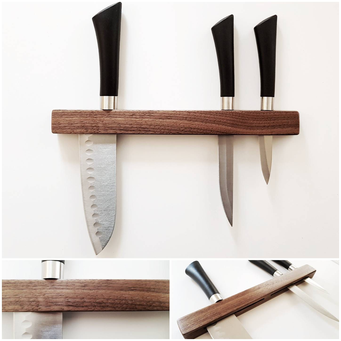 Walnut Knife Rack Wall Mount Hardwood Walnut Satin Finish Etsy UK