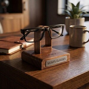 Walnut glasses holder personalised gift for husband or boyfriend