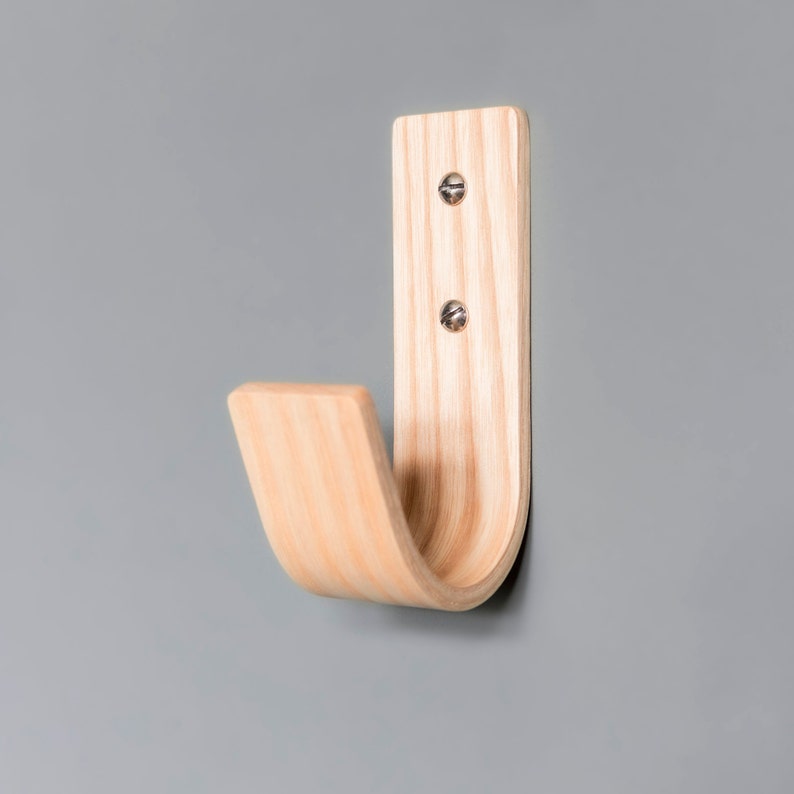 Coat J Coat Hooks Hardwood Wall Hooks Available in Walnut Oak and Ash Ash - Steel