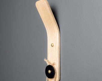 Wall Hook – Ash Wood with Leather Detail, Stylish Entryway Organiser