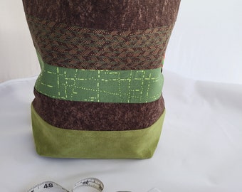 Spring Green Collage project bag, Zippered Project Bag,    project bag,  Storage bag