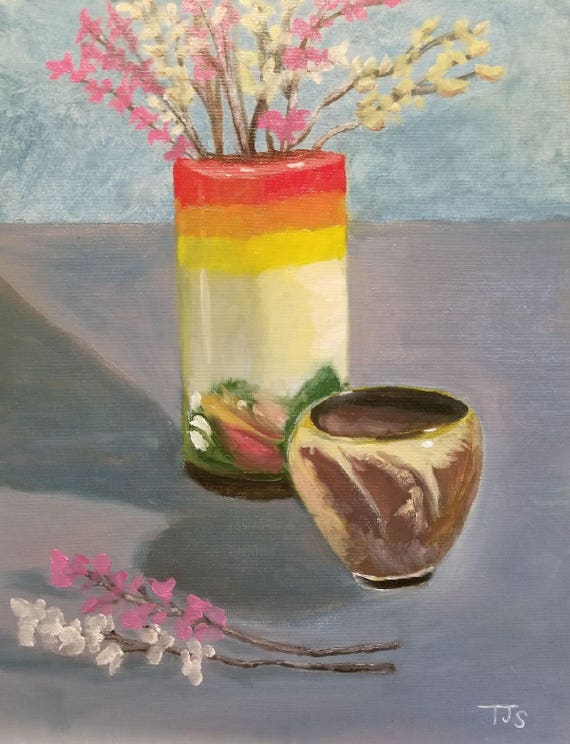 Still Life Painting Vase And Candle Etsy