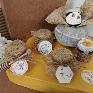 Pot de miel 40 gr, marque-place pour miel, bonbonnière miel, cadeau miel, pot de miel