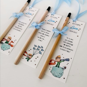 BAPTISM-COMMUNION BOOKMARK little prince with plantable pencil