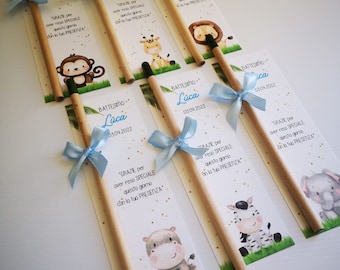 BAPTISM-COMMUNION BOOKMARK safari with plantable pencil