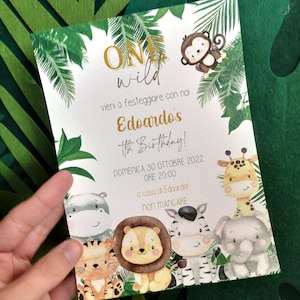 INVITO COMPLEANNO-BATTESIMO tema safari personalizzabile