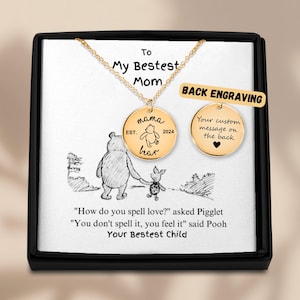 Collar personalizado de Winnie The Pooh / Regalo perfecto para el Día de la Madre / Regalo personalizado para esposa y mamá