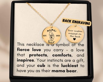 Personalized Mama Bear Hug Necklace: Engraved Winnie the Pooh Jewelry