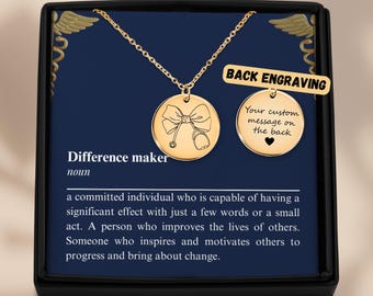 Coquette Stethoscope Charm Necklace with Difference Maker Definition Card, Graduation Gift, Nurse Preceptor Gift, Doctor Gift, NP RN Gift