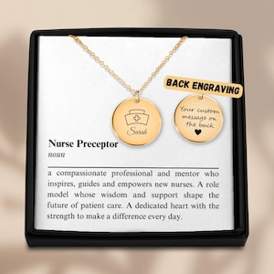 Colar de chapéu de enfermeira personalizado com cartão de definição, presente de preceptor de enfermagem, presente de formatura de RN, presente de agradecimento, joias de mentor médico