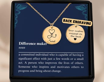 Custom Heart Stethoscope Necklace with Difference Maker Definition Card, Graduation Gift, Doctor Gift, Nurse Preceptor Gift, RN NP Gift