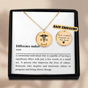 Collar de caduceo personalizado con tarjeta de definición, regalo de enfermera, regalo de graduación médica, regalo de preceptor, regalo de enfermera registrada, graduación de enfermera