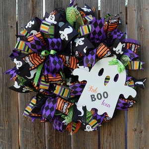 Ghost Wreath for Front Door, Halloween Wreath, Ghost Wreath, Fall Wreath,Autumn Wreath,Halloween Wreath for Front Door,Trick or Treat Wreath