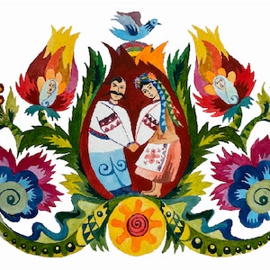 digital file ukraine, watercolor clipart, ukrainian art, picture in the style of the Samchyki painting, family, png, jpeg file