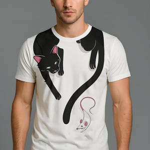 Funny Cat Chasing Mouse All Over Print Shirt – Cartoon Animal Graphic Tee – Cute Cat Lovers Gift