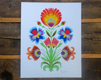 Kwiaty - Vibrant Flowers Wycinanki 8"x10" Fine Art Print