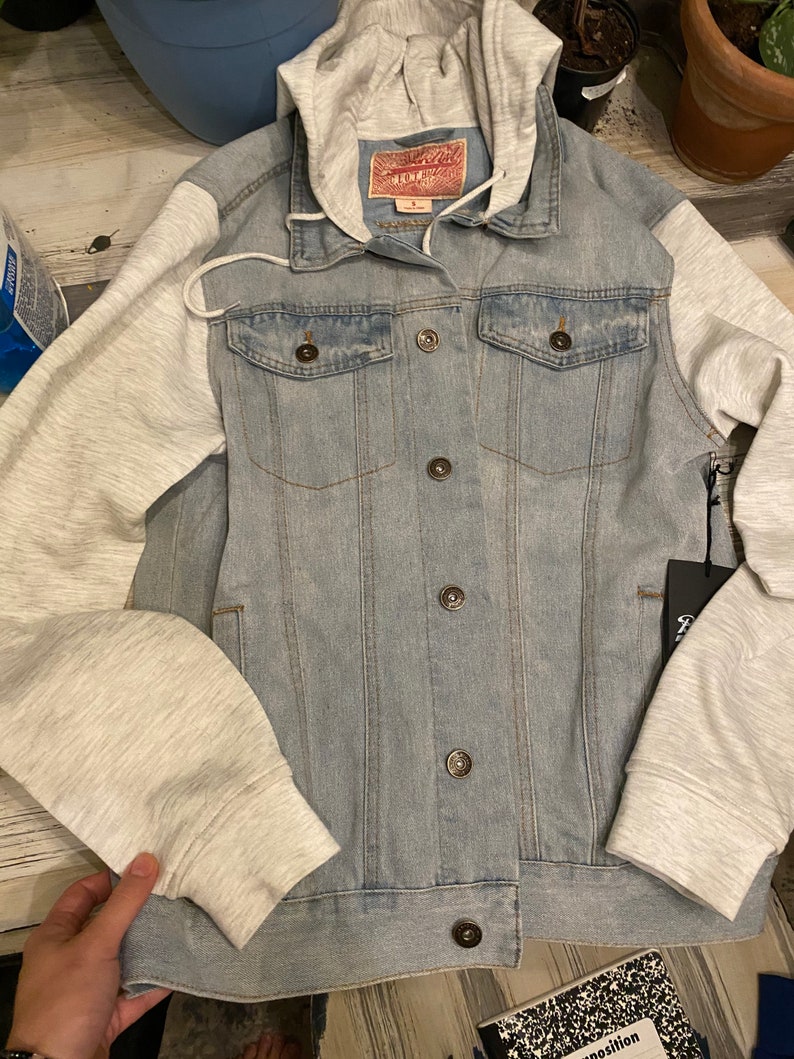 Handpainted \u201cLife is balanced\u201d Denim Jacket