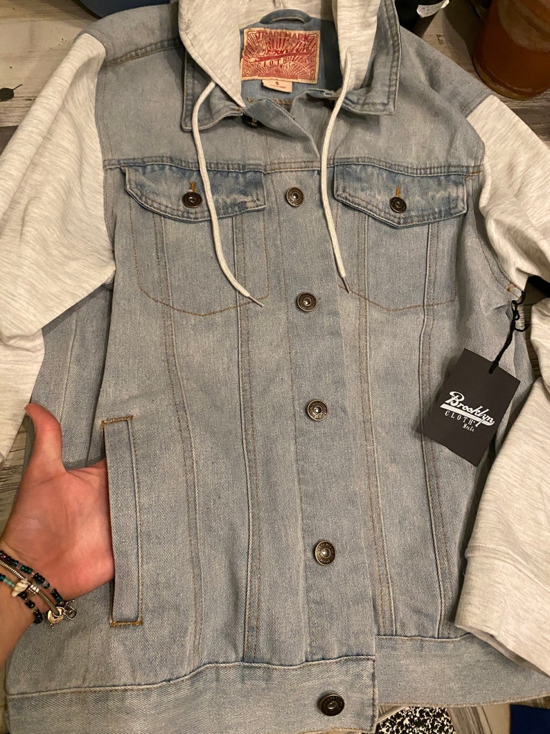 Handpainted \u201cLife is balanced\u201d Denim Jacket