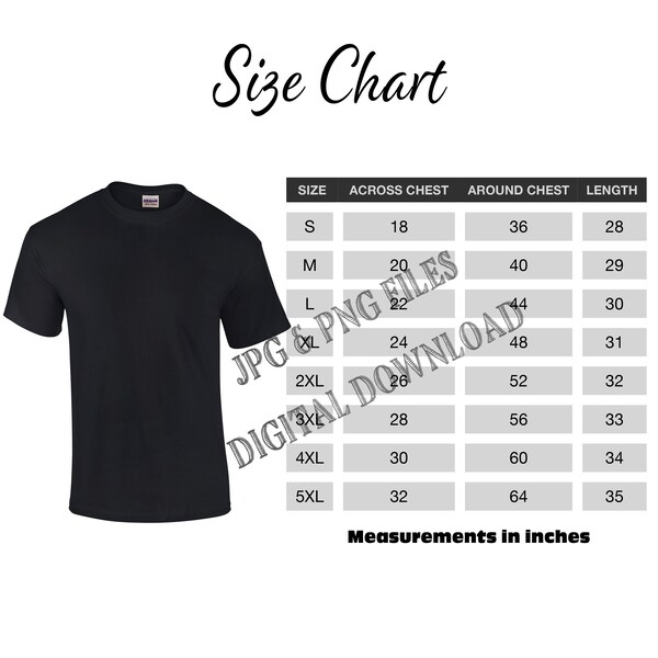 G2000 Sizing Chart Etsy Australia