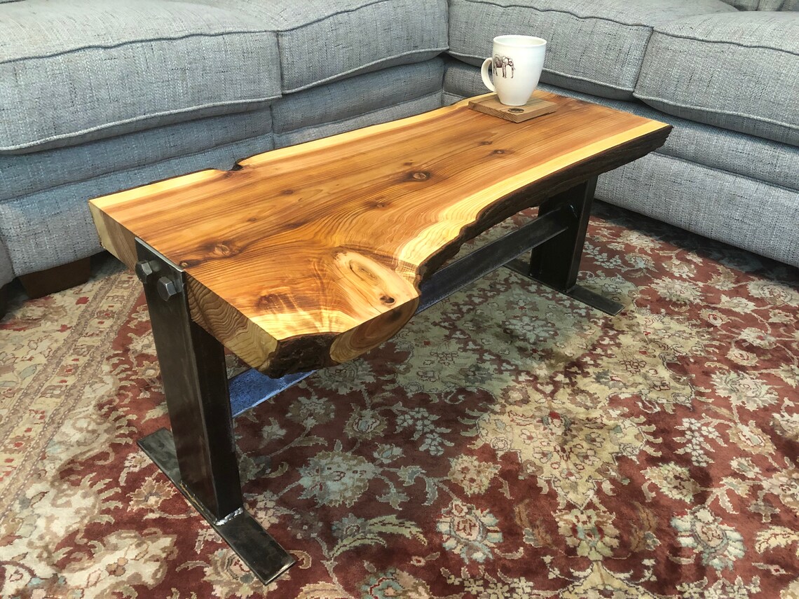Live bark edge coffee table Etsy