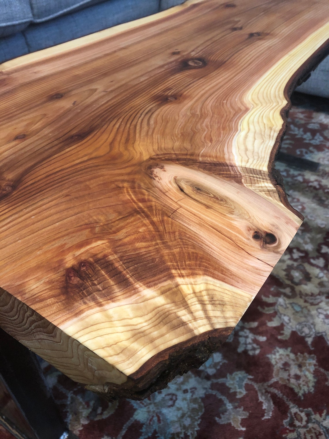 Live bark edge coffee table Etsy