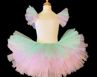 Handgemachtes Einhorn Tutu Kleid: Pink, Lila & Mintgrün